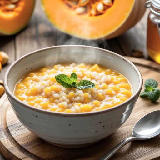 Soft Pumpkin Porridge with Rice and Milk
