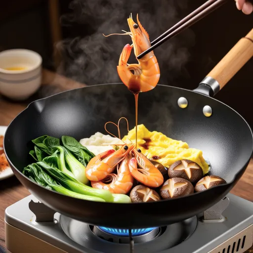Spicy Stir-fried Shrimp with Bok Choy and Eggs