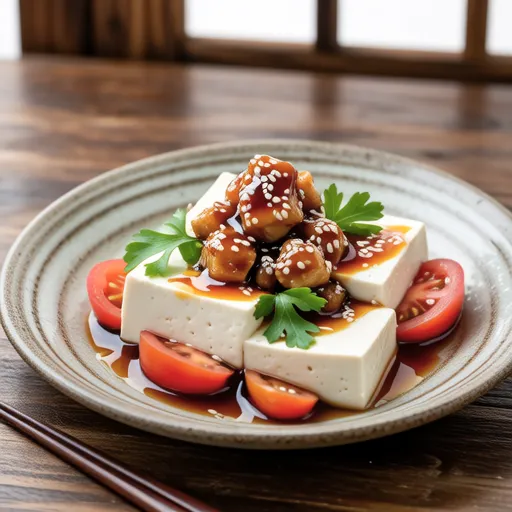 Tomato and Chirimen Jako Tofu Salad