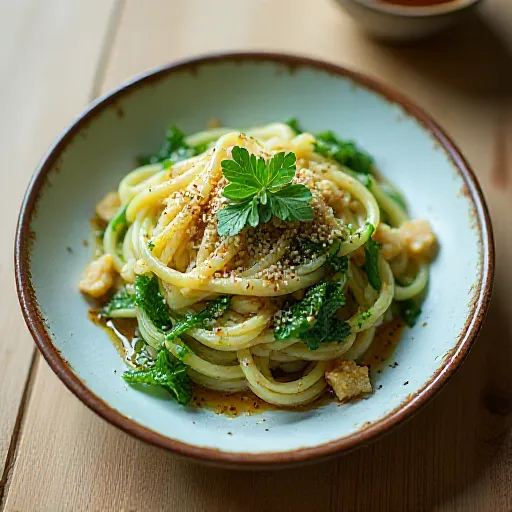 Cold Pasta with Mizuna and Shirasu