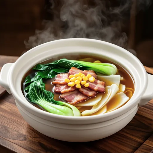 Chingensai and Bacon Consomme Soup