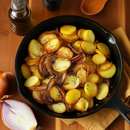 Poêlée simple de pommes de terre et oignons