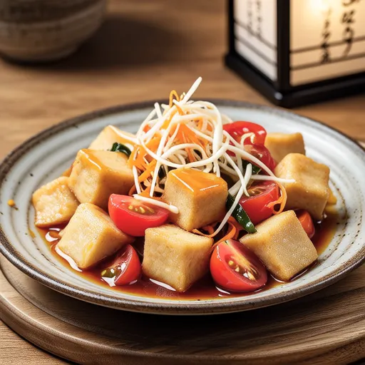 Hanpen and Tomato with Bonito Flakes