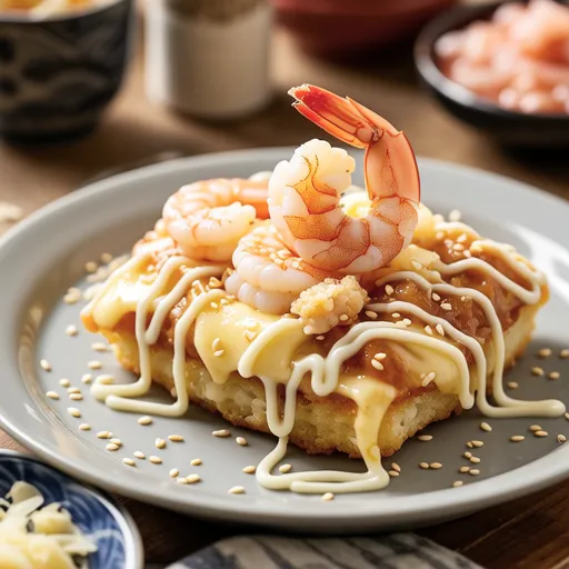 Shrimp Mentaiko Cheese Okonomiyaki