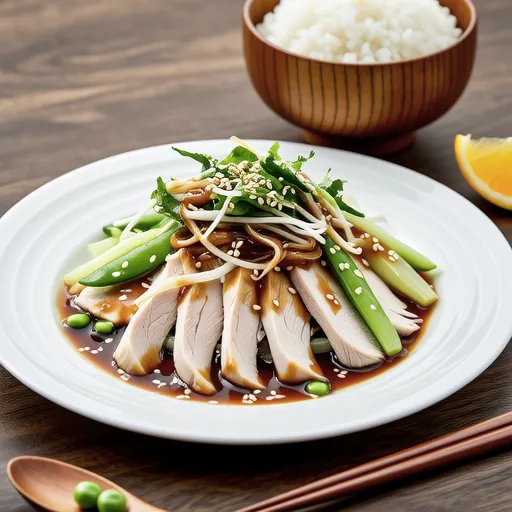 Chicken Salad with Kiriboshi Daikon and Pea Shoots