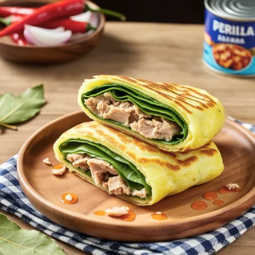 Perilla Leaf Tuna Pancakes