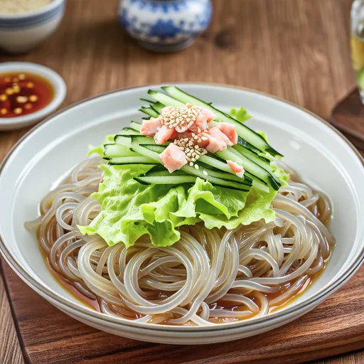 Glass Noodle Salad with Lettuce and Cucumber