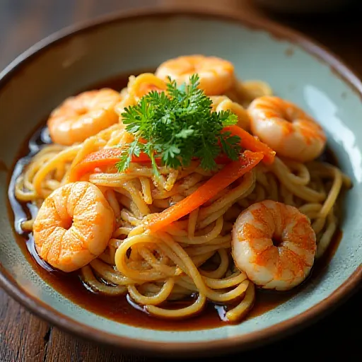 Fried Somen Noodles with Shrimp Sauce