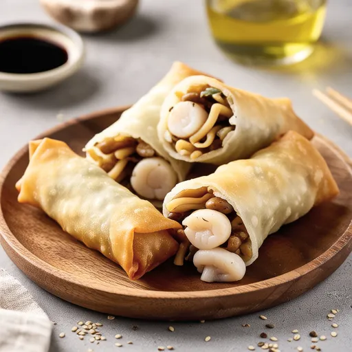 Mushroom and Scallop Spring Rolls