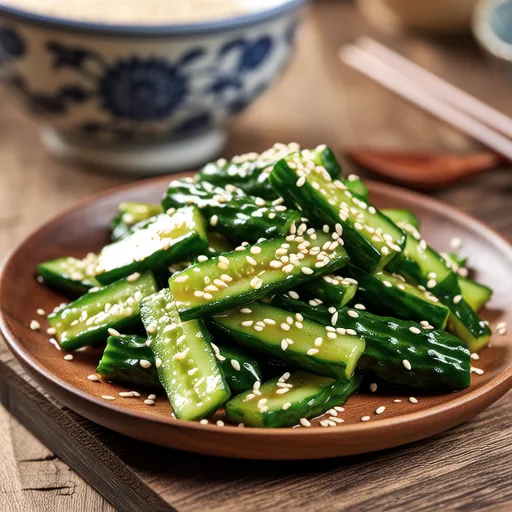 Simple Stir-fried Cucumber with Sesame Powder