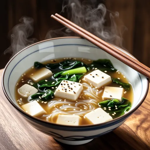 Tofu and Wakame Vermicelli Soup
