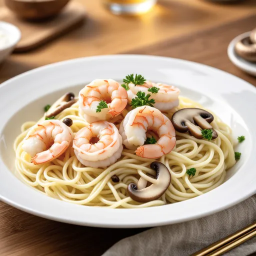 Shrimp and Shimeji Cream Pasta