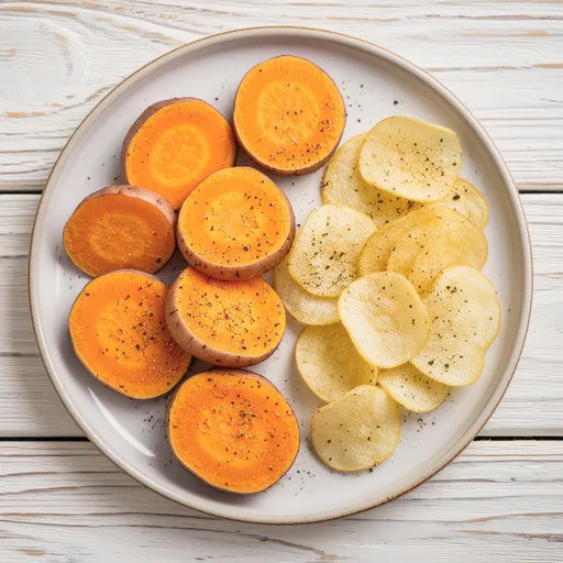Microwave Sweet Potato Chips and Potato Chips