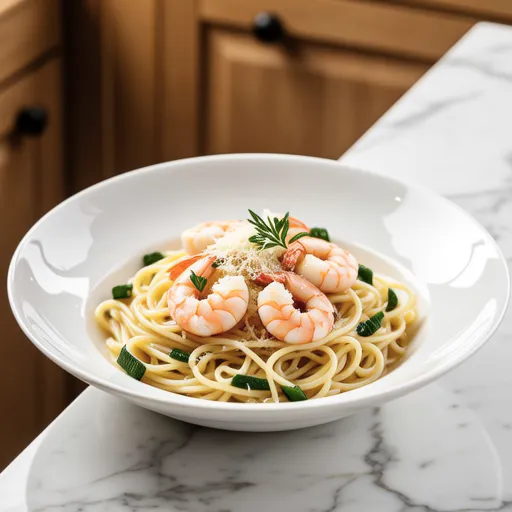 Shrimp and Okra Cream Pasta