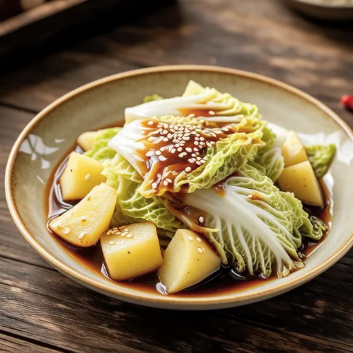 Stir-fried Cabbage and Potato with Shirasu
