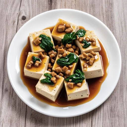 Spinach Tofu with Pork Sauce