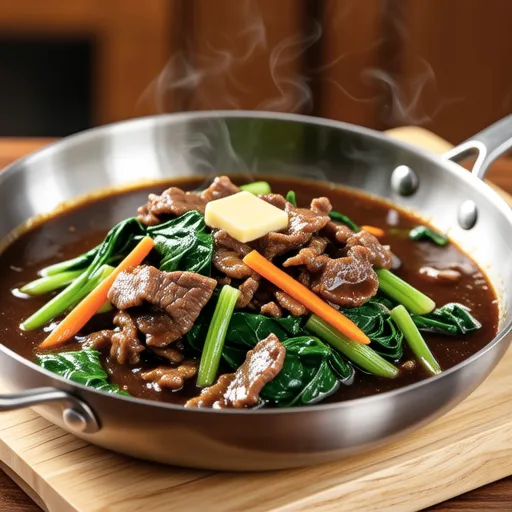 Beef and Spinach Butter Soy Sauce Stir-fry