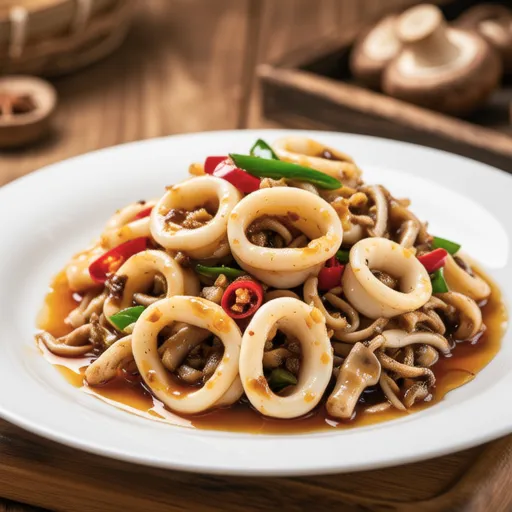 Garlic Stir-fried Squid and Shimeji Mushrooms