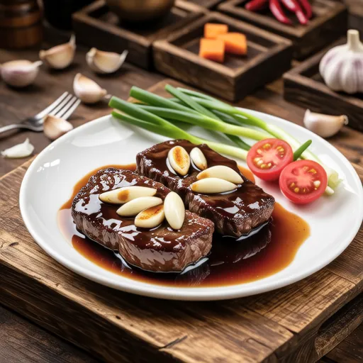 Beef Steak with Onion Garlic Sauce