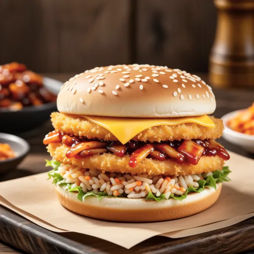 Spam and Stir-fried Kimchi Rice Burger