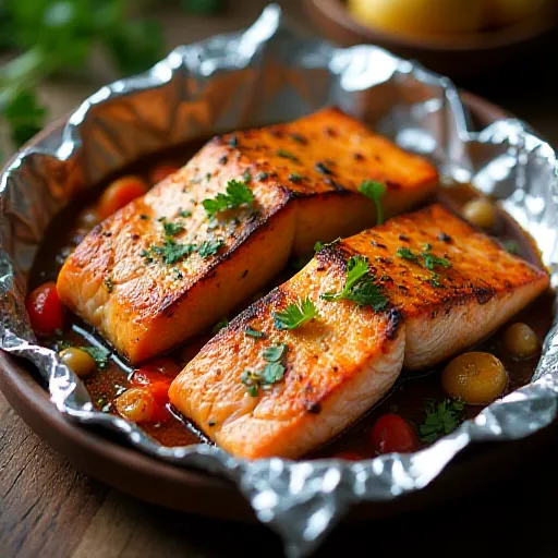 Salmon and Bell Pepper Cheese Foil Steam
