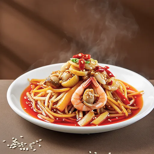 Spicy Steamed Seafood with Bean Sprouts