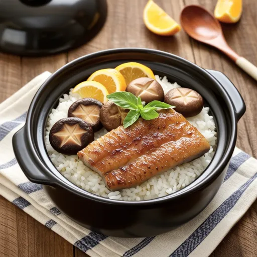Sanma and Mushroom Clay Pot Rice