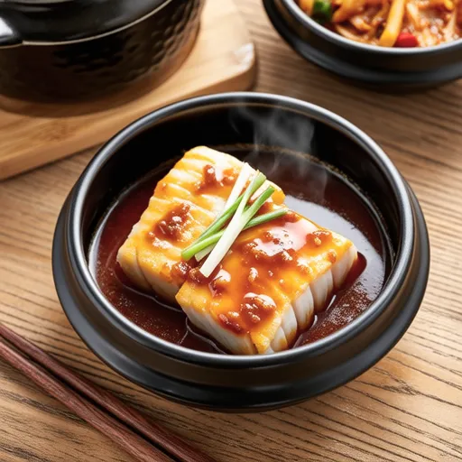 コチュジャンソースで煮込んだタラ
