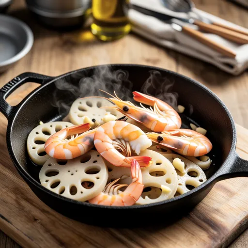 Lotus Root and Shrimp Ajillo