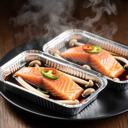 Salmon and Shimeji Mushroom Butter Soy Sauce Steam