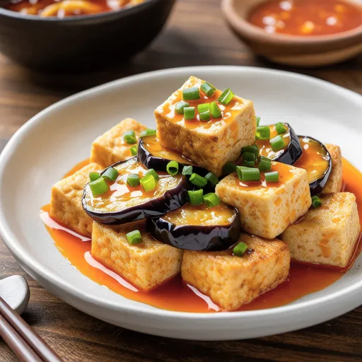 Oil-fried Tofu and Eggplant with Mentaiko Sauce