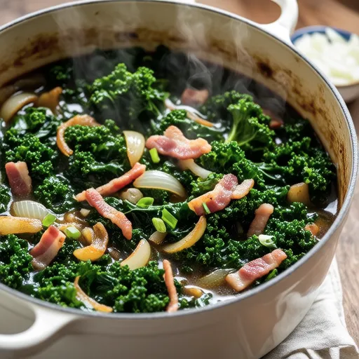 Spring Greens and Bacon Simmer