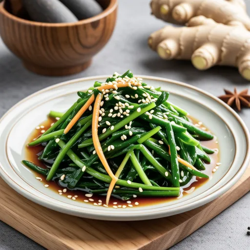 Mizuna and Shredded Ginger Salad