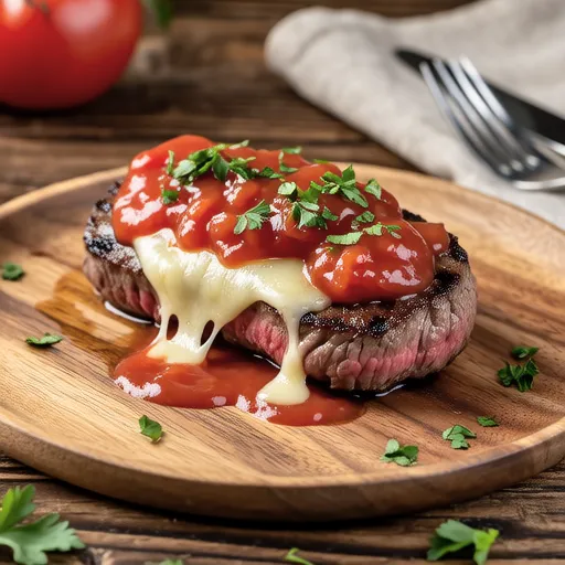 Tomato Cheese Topped Hamburg Steak