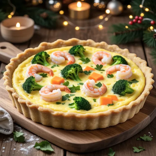 Shrimp and Broccoli Christmas Quiche