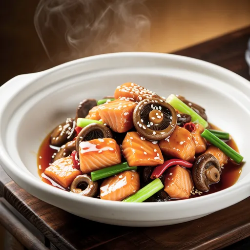 Spicy Stir-fried Salmon and Leek