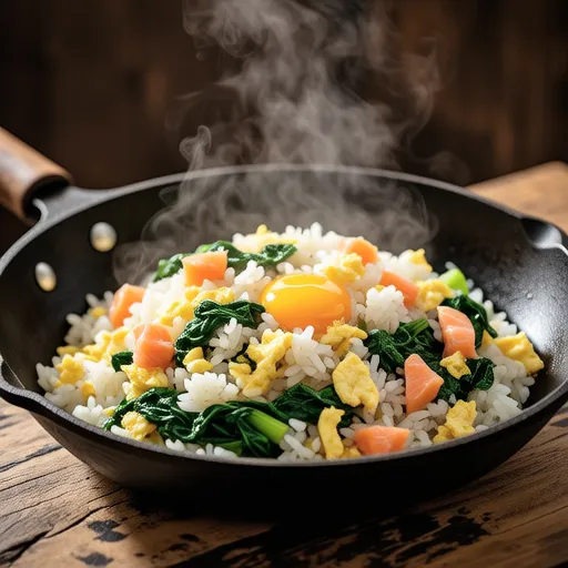 サンマと小松菜のチャーハン