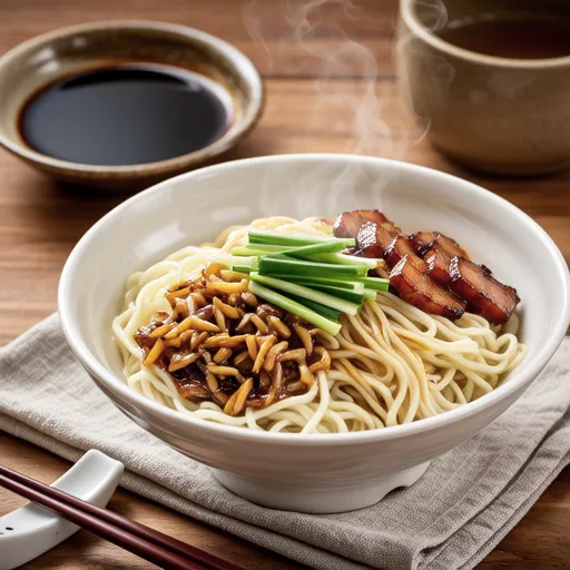Somen Champuru with Pork Belly and Garlic Chives