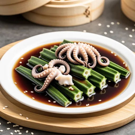Okra and Octopus with Plum Sauce
