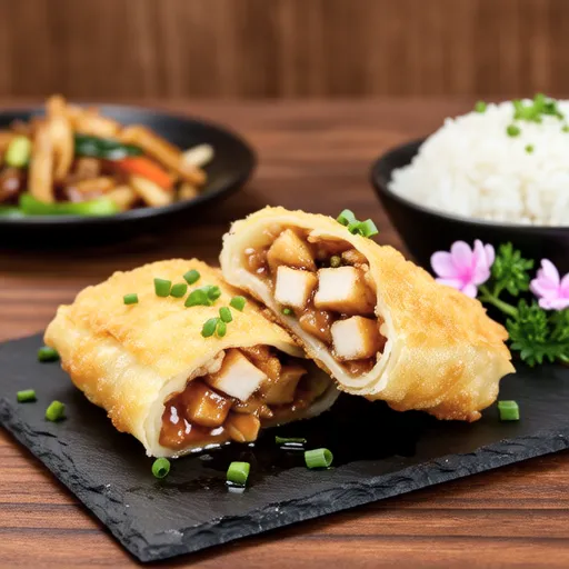 Minced Chicken and Lotus Root Stuffed Fried Tofu