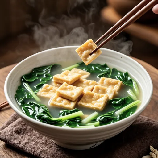 Spinach and Fried Tofu Miso Soup