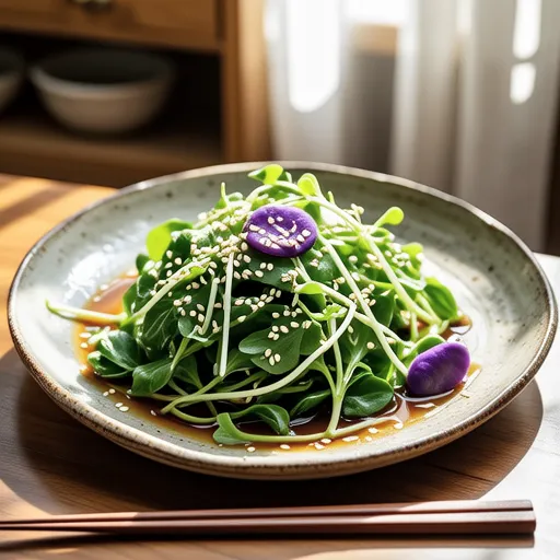 Komatsuna and Bean Sprout Ume Sesame Salad