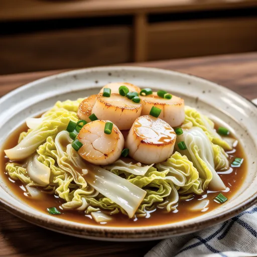 Stir-fried Cabbage and Scallops with Butter Soy Sauce