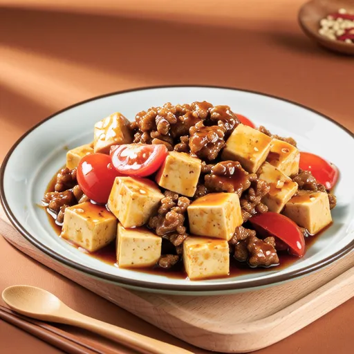 Stir-fried Thick Fried Tofu and Tomato with Ground Meat