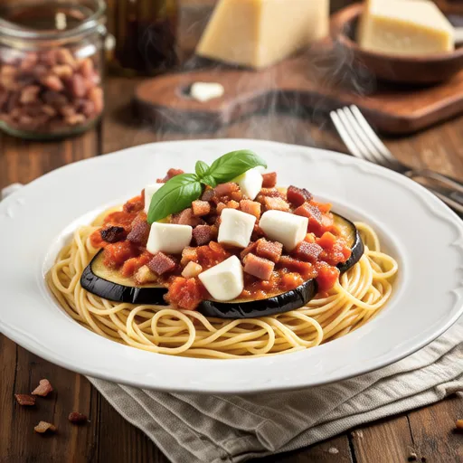Eggplant Mozzarella Tomato Pasta