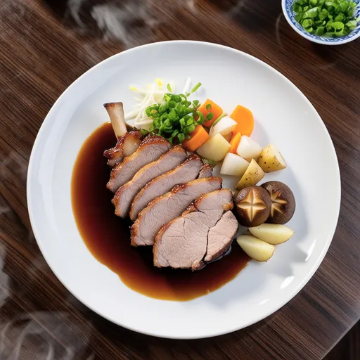 Steamed Pork and Vegetables with Soy Sauce Dressing