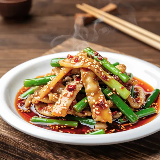 Spicy Stir-fried Garlic Scapes and Fish Cake