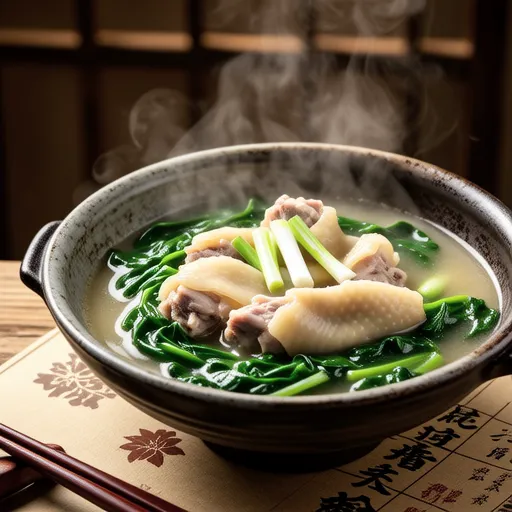 Komatsuna and Chicken Thick Soup