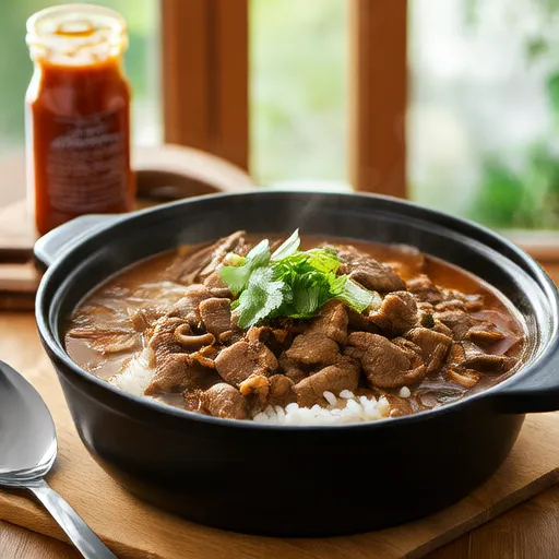 Mushroom Stew with Ham and Beef