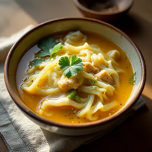 Cabbage and Chicken Tender Egg Drop Soup